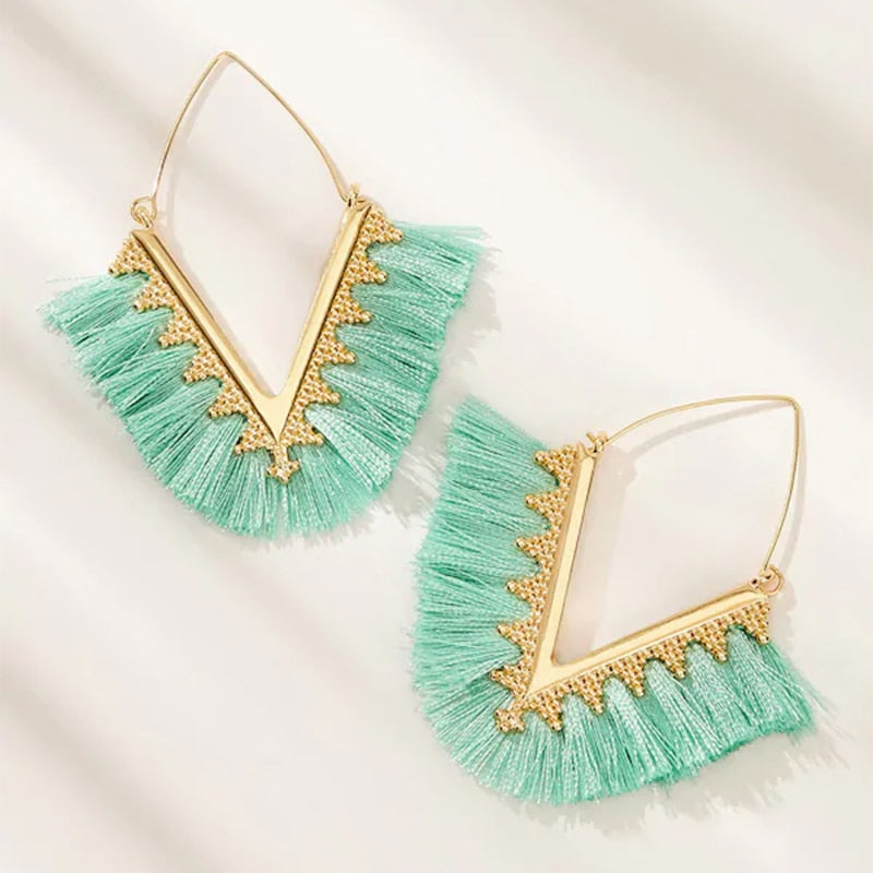 Boho Triangle Tassel Earrings - Top Boho