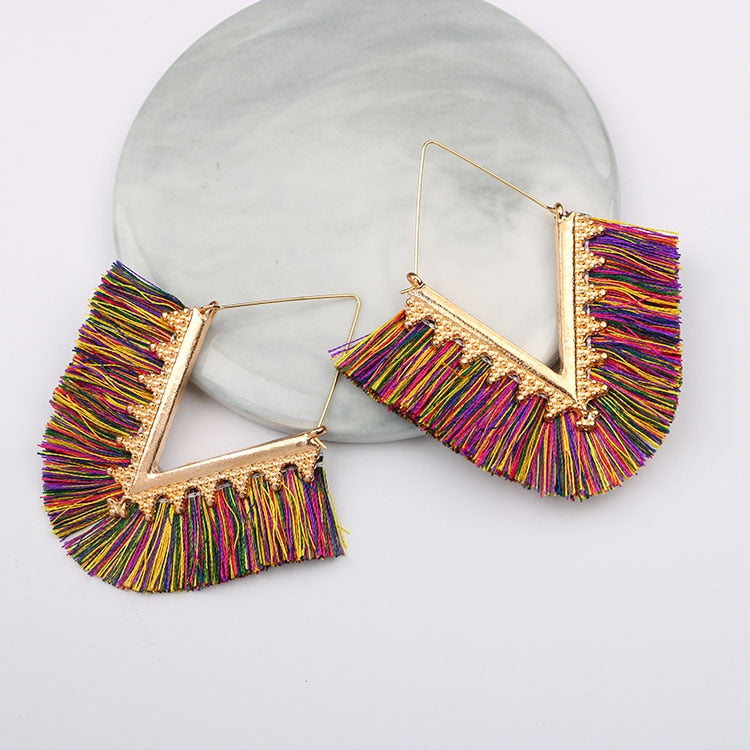 Boho Triangle Tassel Earrings - Top Boho