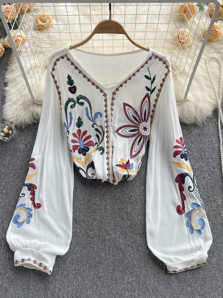 Bohemian Embroidered Blouse - Top Boho