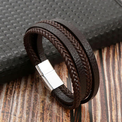 Leather And Tiger Eye Beaded Bracelet