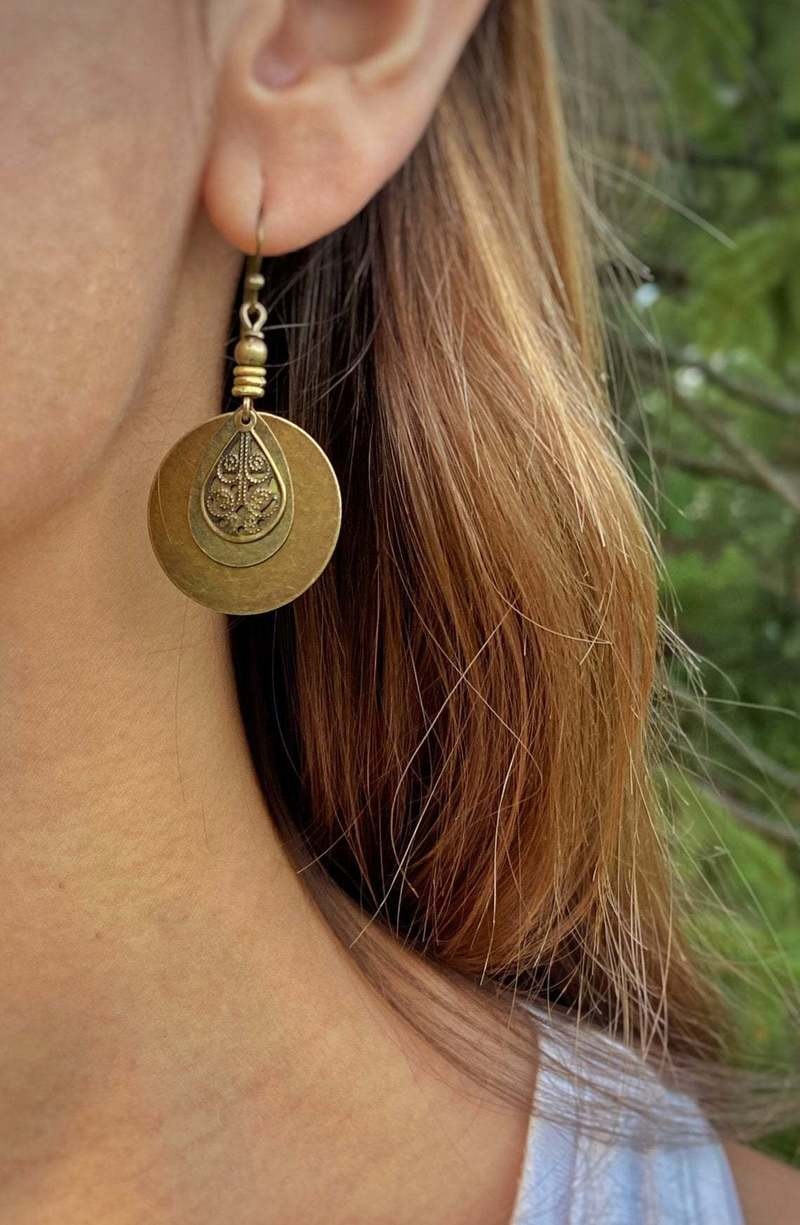 Ethnic Round Carved Earrings - Top Boho