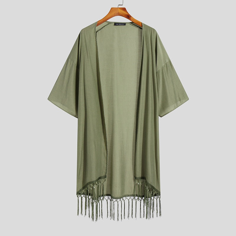Short Sleeve Long Style Cardigan
