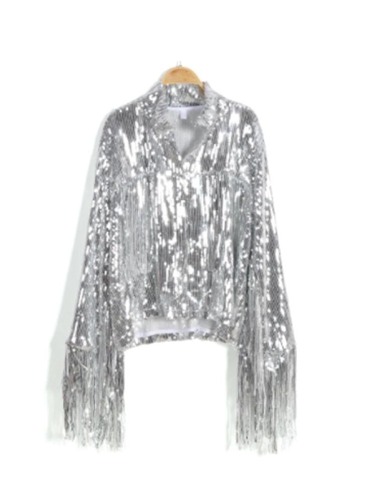 Tassel Sequin Jacket - Top Boho