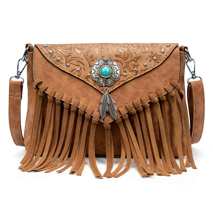 Bohemian Crossbody Bag with Tassels - Top Boho