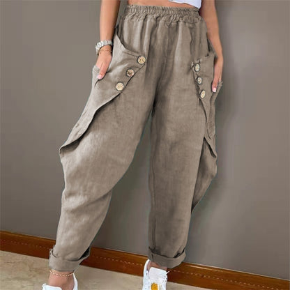 Boho Harem Pants with Buttons