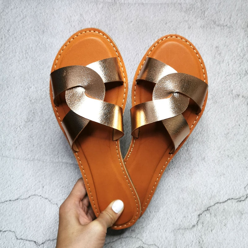 Faux Leather Interlocking Sandals - Top Boho
