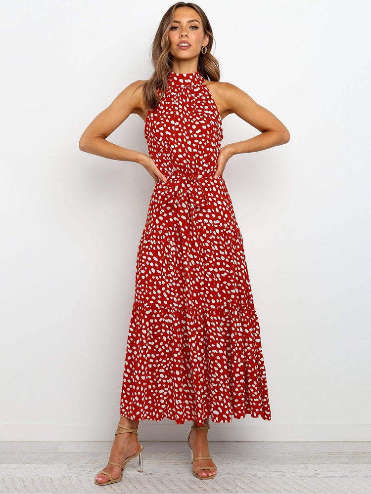 Boho Chic Halter Maxi Dress - Top Boho