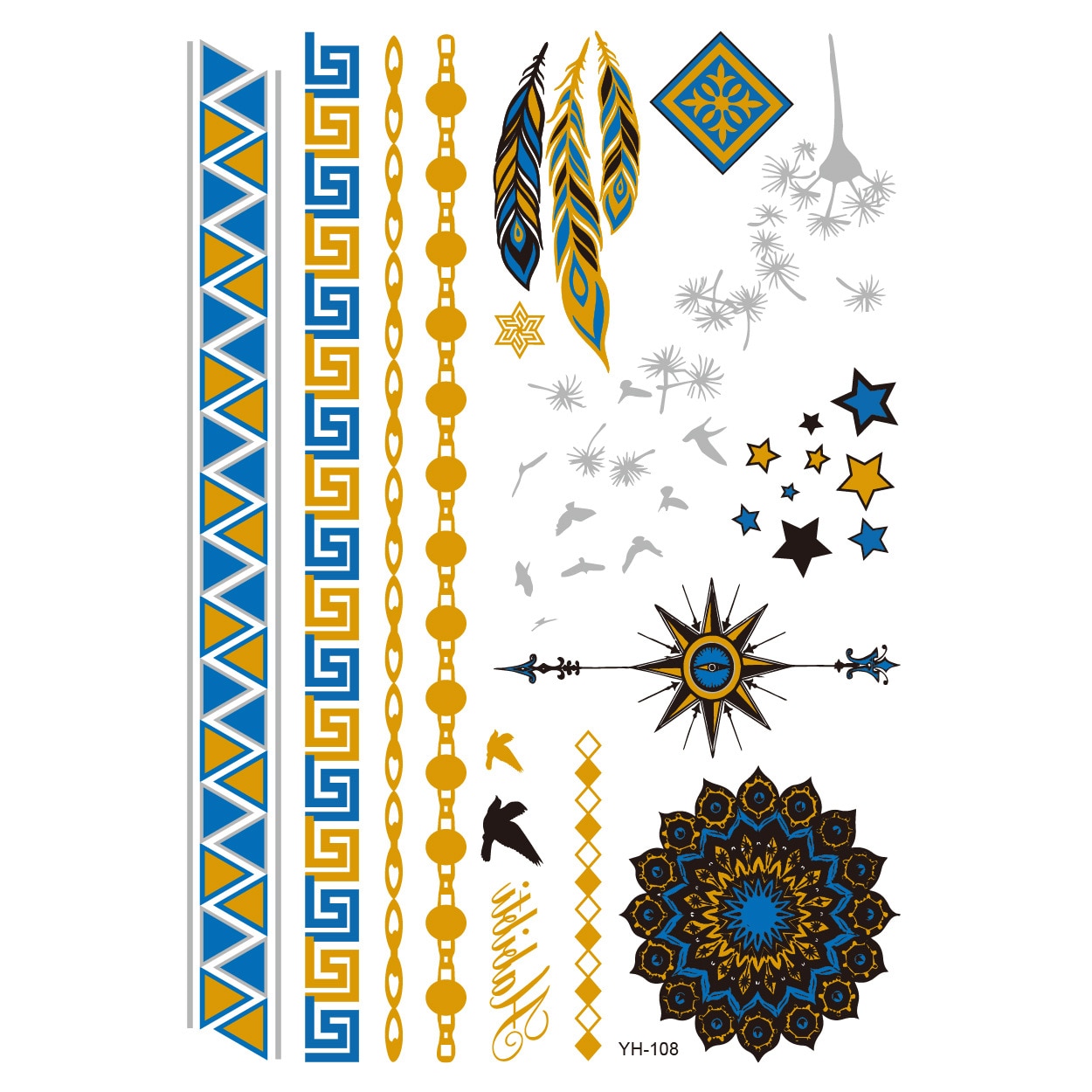 Metallic Body Art Tattoo Sticker - Top Boho