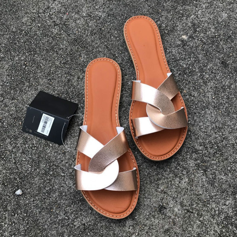 Faux Leather Interlocking Sandals - Top Boho