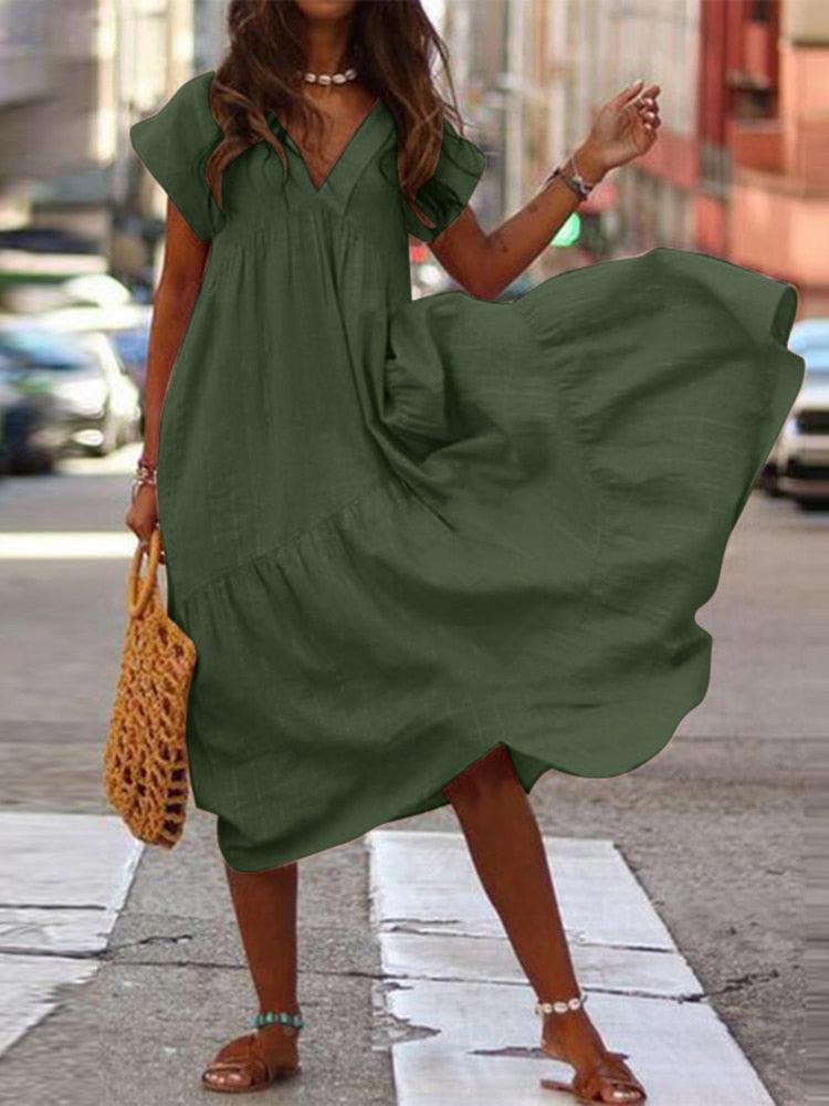 Bohemian V-Neck Dress - Top Boho