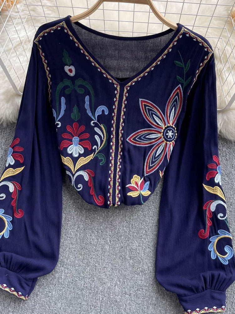 Bohemian Embroidered Blouse - Top Boho