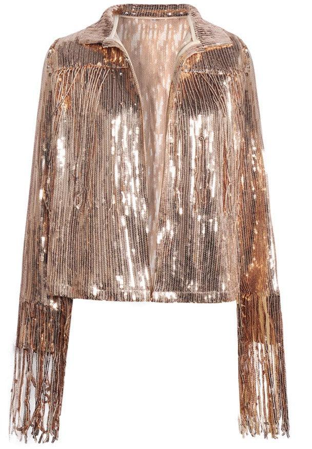 Tassel Sequin Jacket - Top Boho