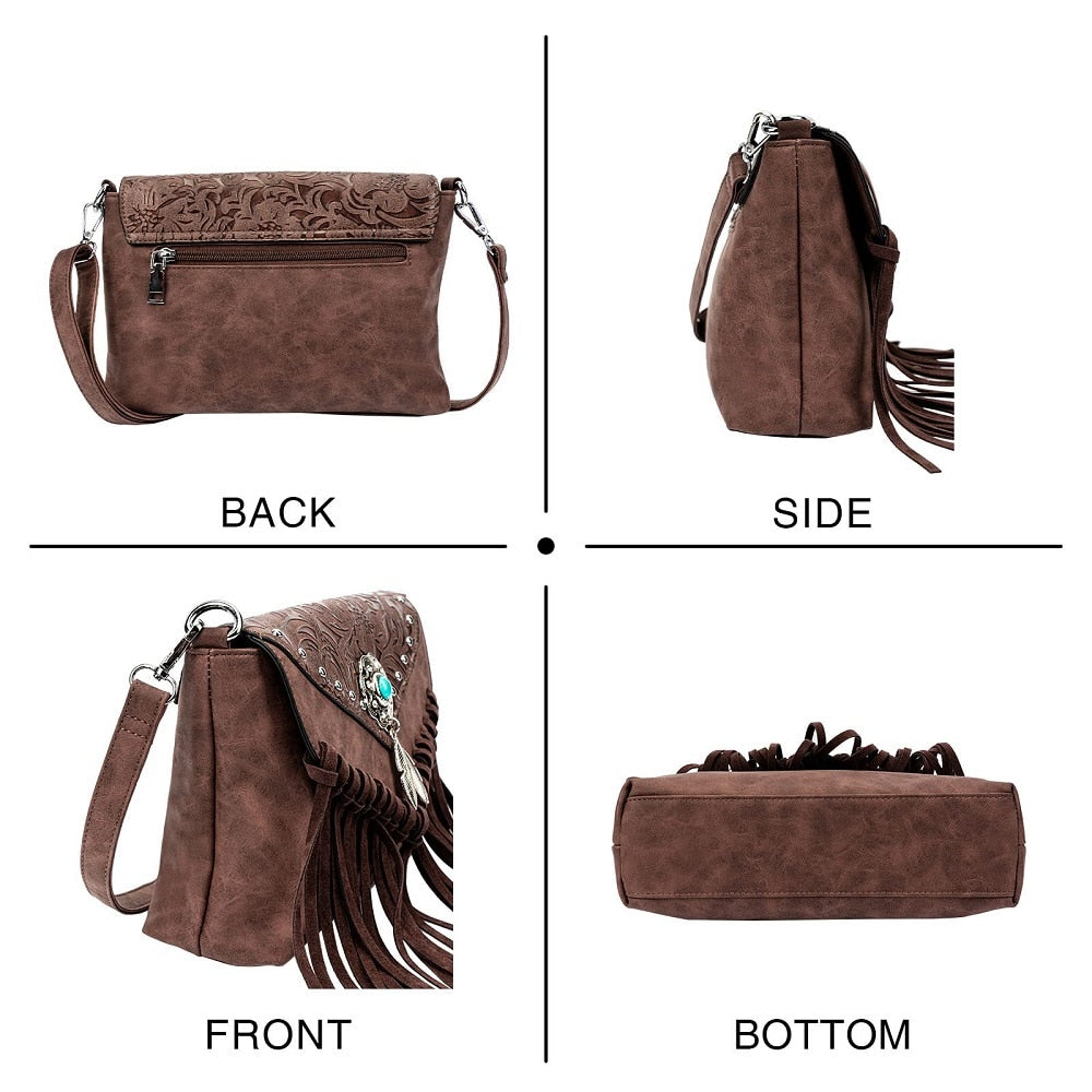 Bohemian Crossbody Bag with Tassels - Top Boho