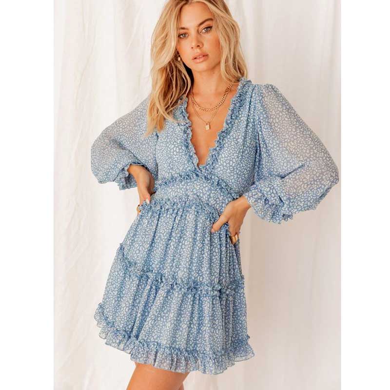 Boho Floral Ruffle Backless Dress - Top Boho