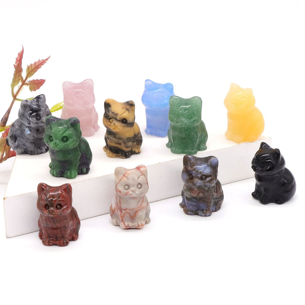 Healing Cat Crystal Stone Statue - Top Boho