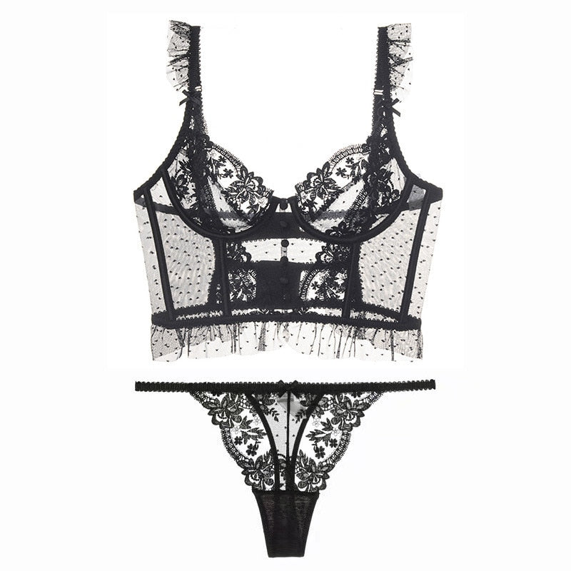 Push-Up Lace Bustier & Panty - Top Boho