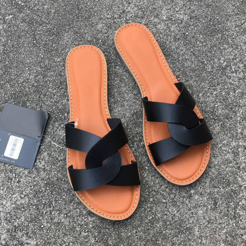 Faux Leather Interlocking Sandals - Top Boho