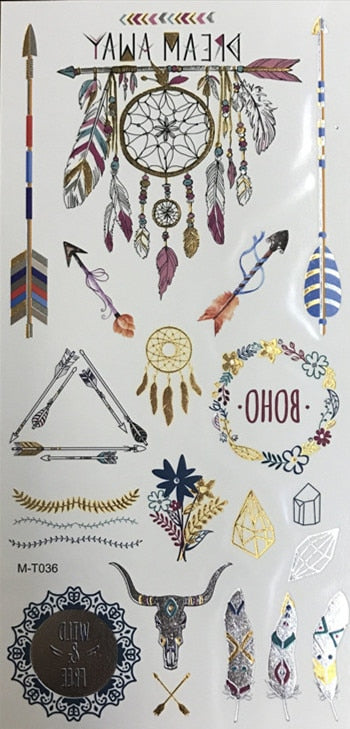 Metallic Body Art Tattoo Sticker - Top Boho