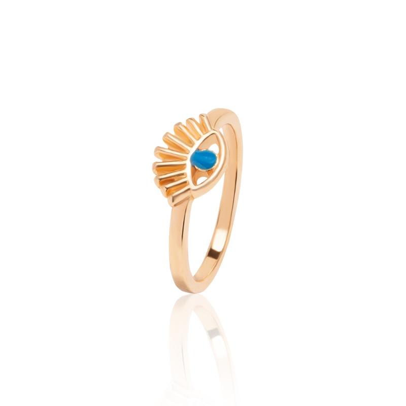 Boho Blue & Gold Evil Eye Ring - Top Boho