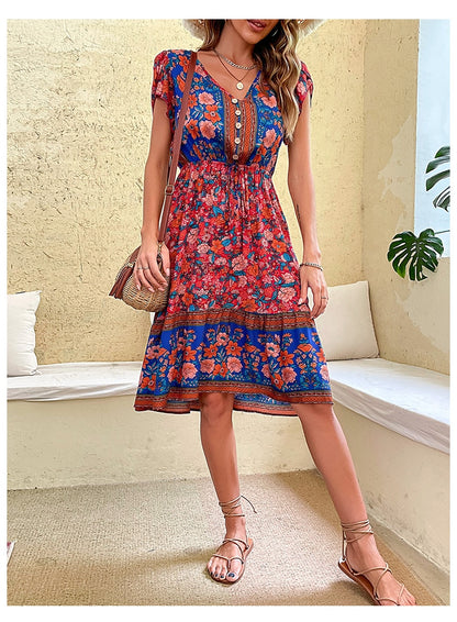 Vintage Petal Sleeve Boho Dress - Top Boho