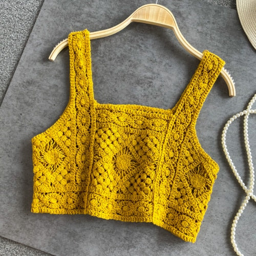Bohemian Knitted Sleeveless Crop Top
