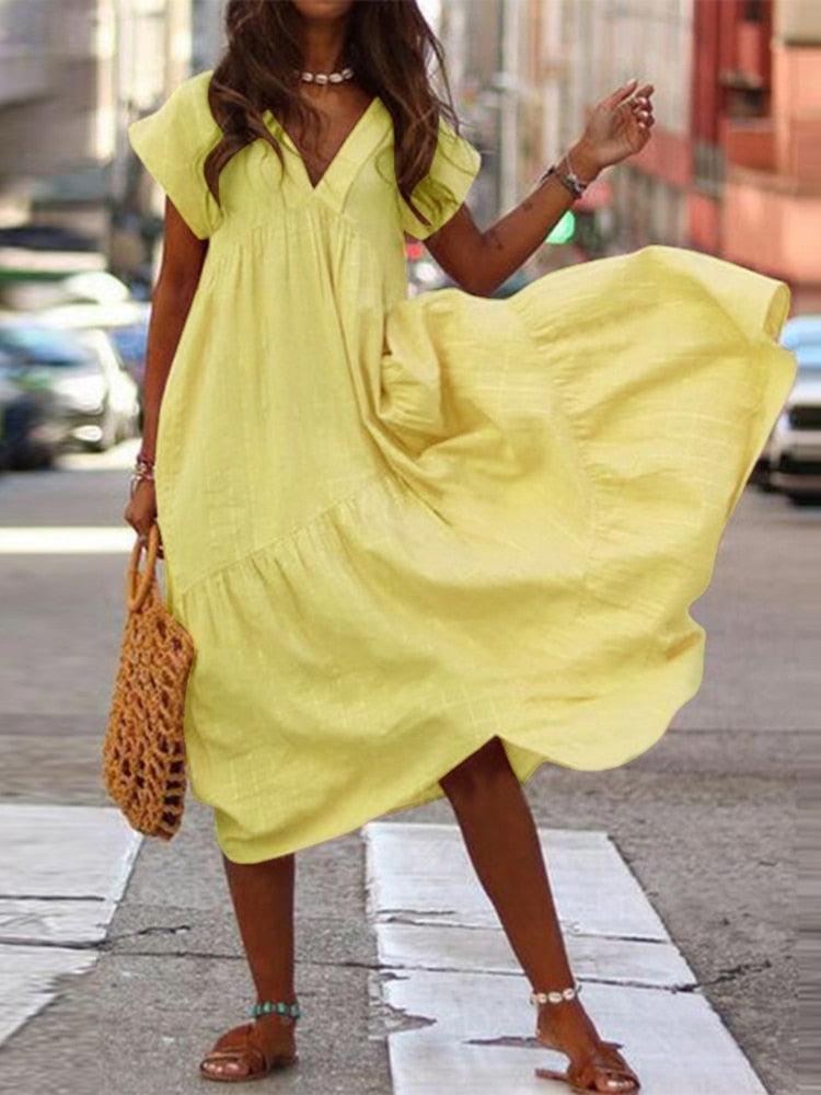 Bohemian V-Neck Dress - Top Boho