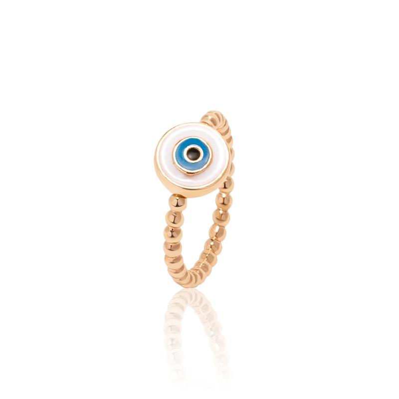 Boho Blue & Gold Evil Eye Ring - Top Boho