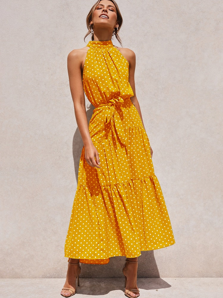 Boho Chic Halter Maxi Dress - Top Boho