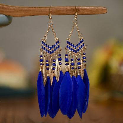 Boho Feather Tassel Earrings