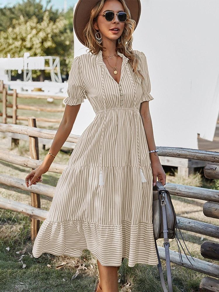 Boho Chic Striped Dress - Top Boho