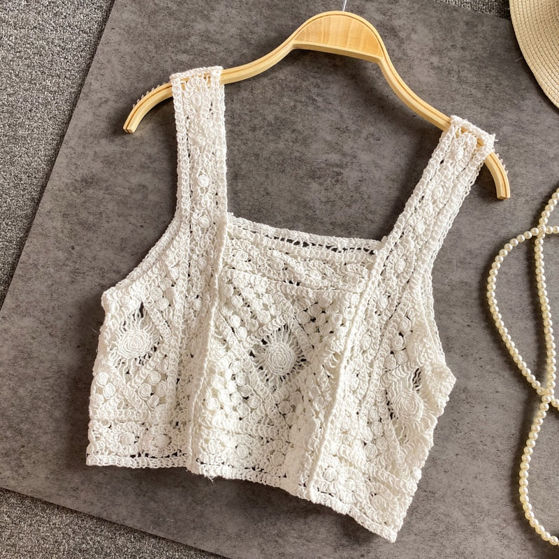 Bohemian Knitted Sleeveless Crop Top