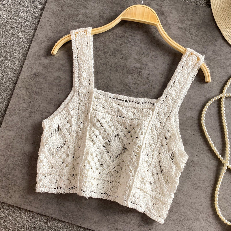 Bohemian Knitted Sleeveless Crop Top - Top Boho