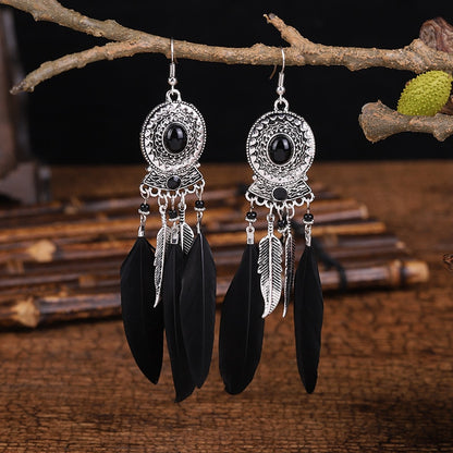 Bohemian Long Feather Dangle Earrings - Top Boho