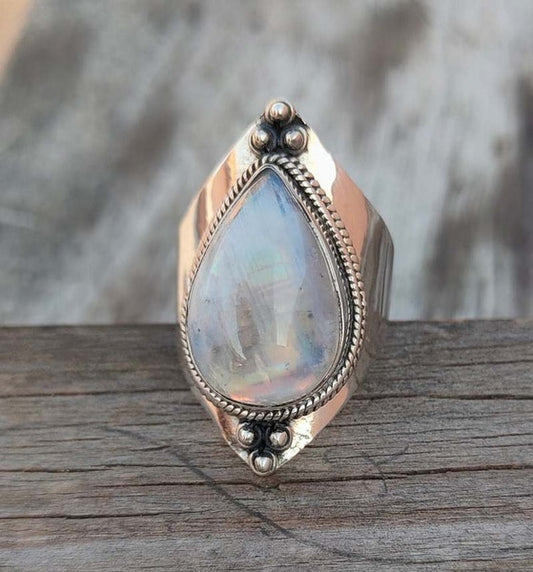 Boho Moonstone Healing Crystal Ring - Top Boho