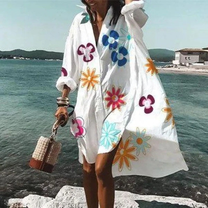 Bohemian long Sleeve Loose Summer Dress