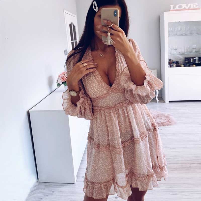 Boho Floral Ruffle Backless Dress - Top Boho