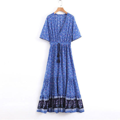 Boho Floral Print Maxi Dress