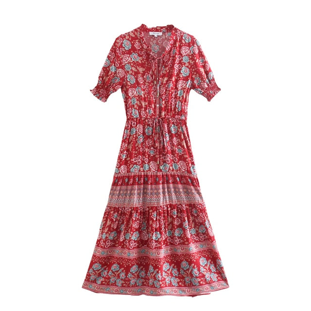 Boho Chic Flared Sleeves Maxi Dress - Top Boho