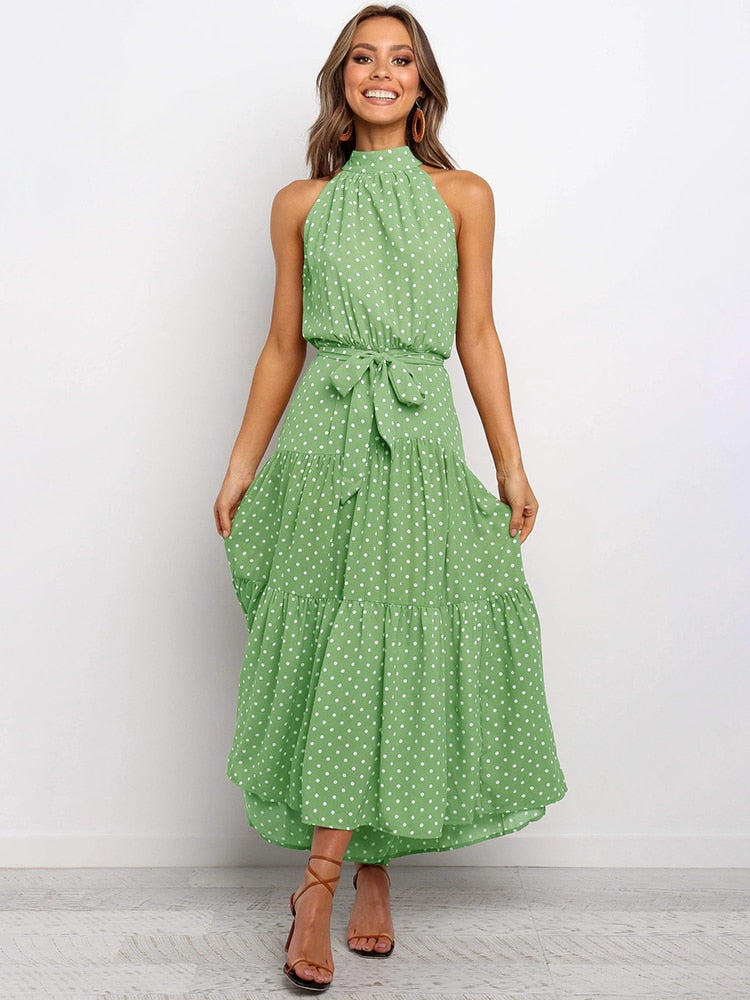 Boho Chic Halter Maxi Dress - Top Boho