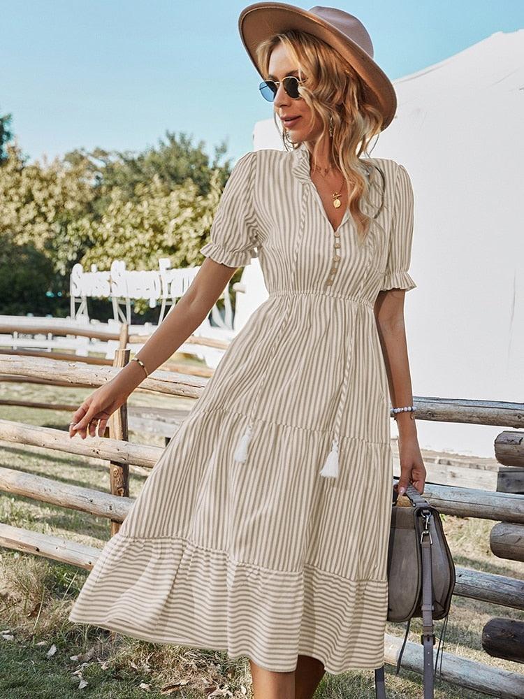 Boho Chic Striped Dress - Top Boho