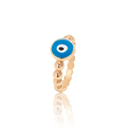 Boho Blue & Gold Evil Eye Ring - Top Boho