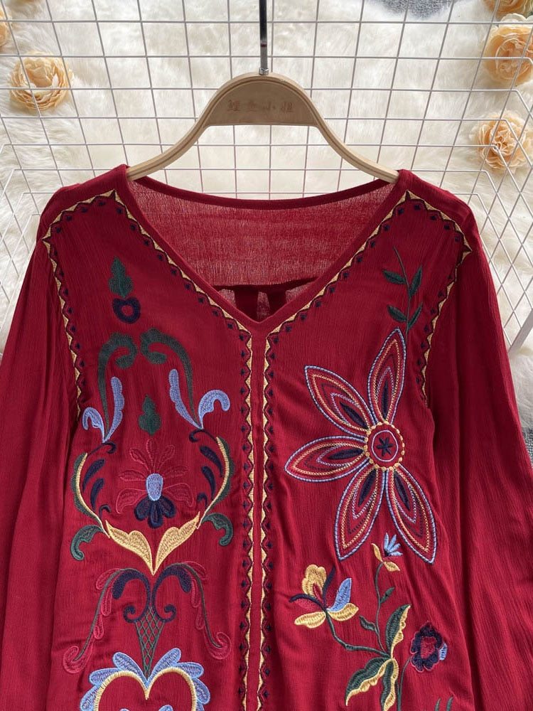 Bohemian Embroidered Blouse - Top Boho