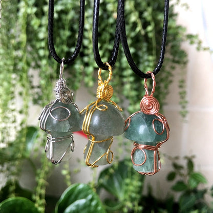 Wire Wrapped Crystal Mushroom Necklace
