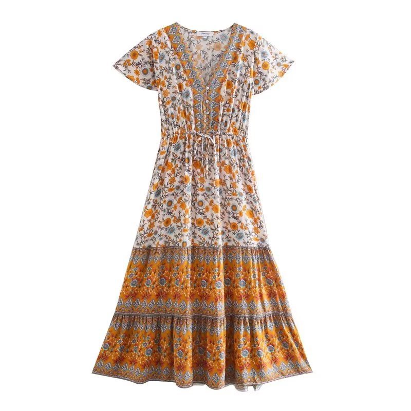 Boho Chic Flared Sleeves Maxi Dress - Top Boho