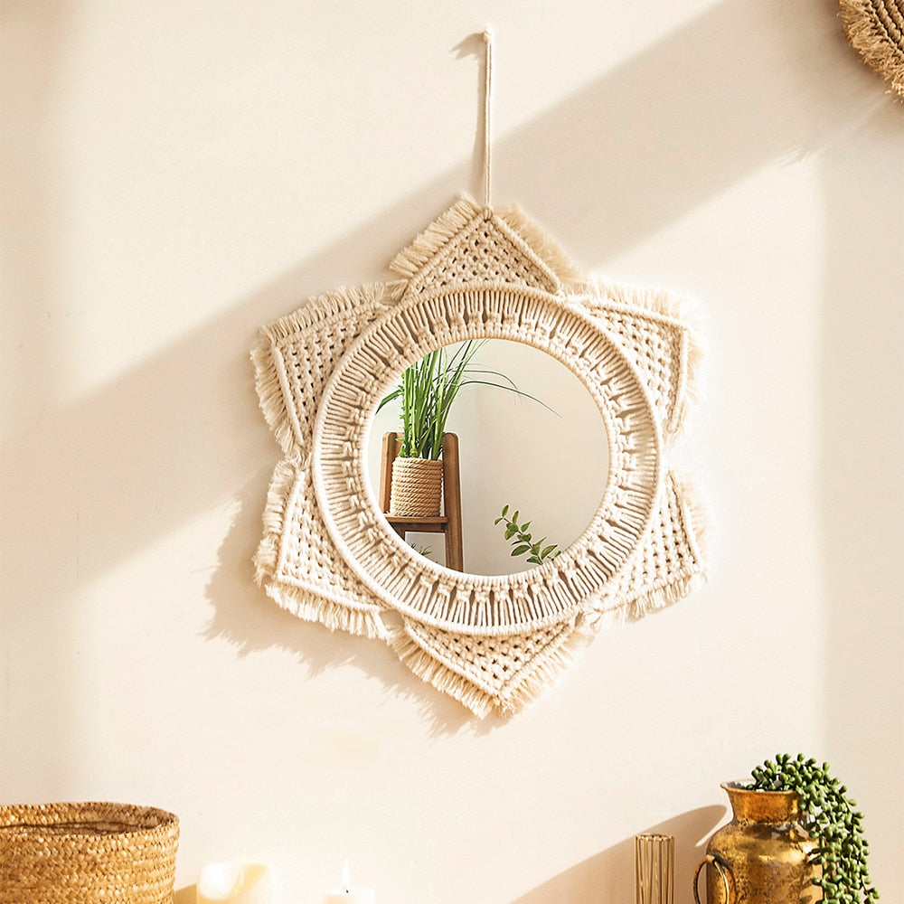 Boho Chic Macrame Round Mirror - Top Boho