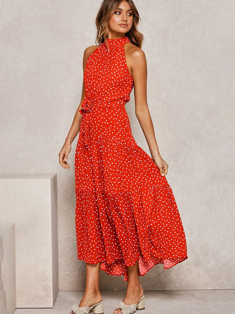 Boho Chic Halter Maxi Dress - Top Boho