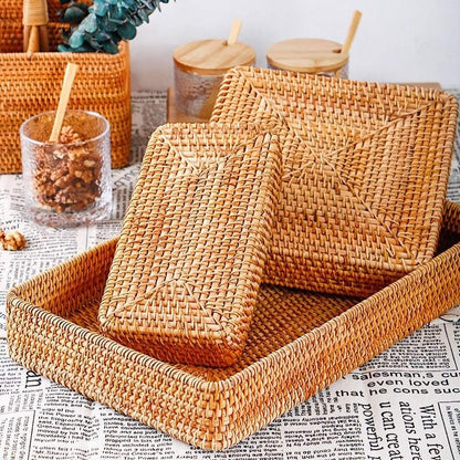 Hand-woven Rattan Storage Baskets - Top Boho