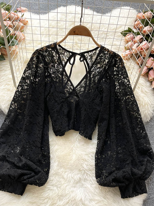 Boho Chic V-Neck Lace Blouse - Top Boho