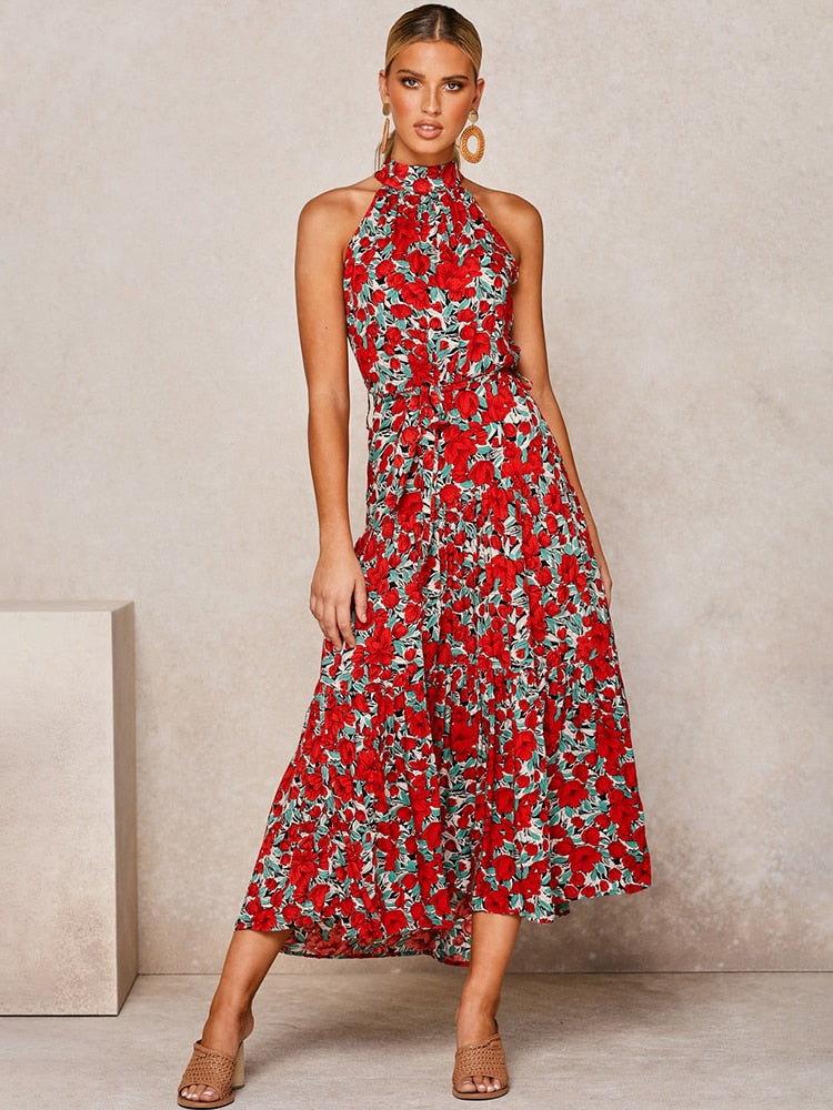 Boho Chic Halter Maxi Dress - Top Boho