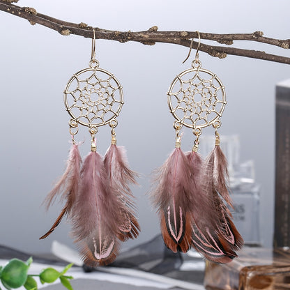 Boho Feather Tassel Earrings